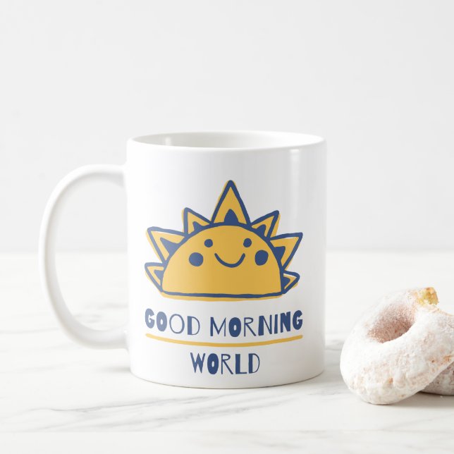 Taza De Café Buenos días mundo (Con donut)