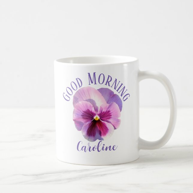 Taza De Café Buenos días Nombre personalizado Pansy (Derecha)