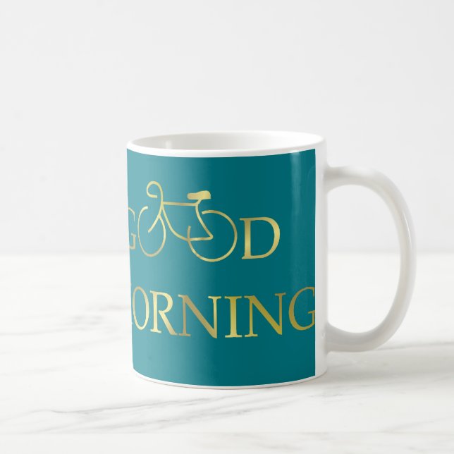 Taza De Café Buenos días Personalizable Faux Gold de la bicicle (Derecha)
