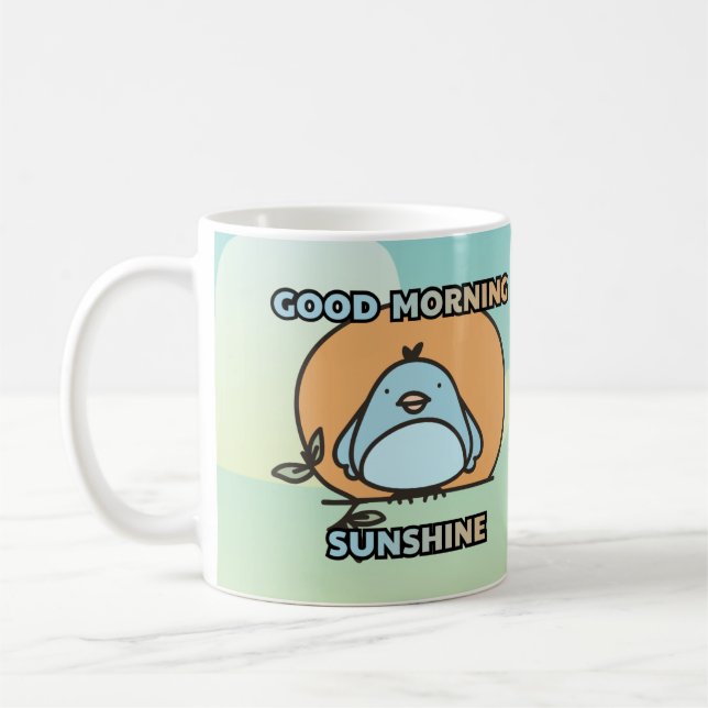 Taza De Café Buenos días personalizado de pájaro lindo (Izquierda)