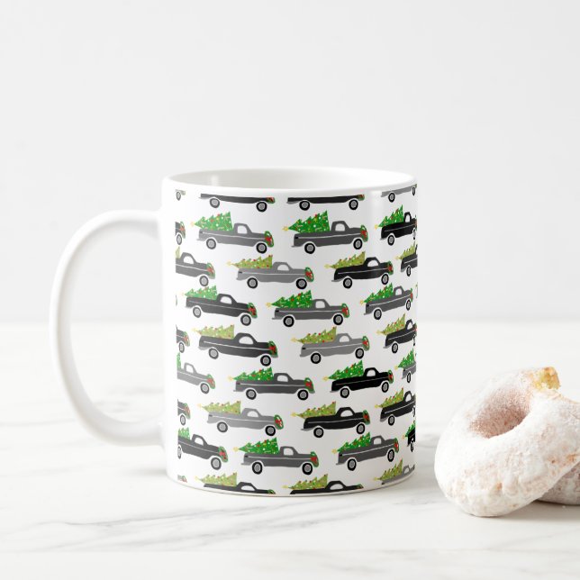 Taza De Café Buenos Navidades Camiones Árboles Navidad (Con donut)