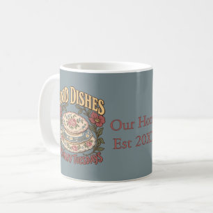 Taza De Café Buenos platos, martes corrientes, loza floral