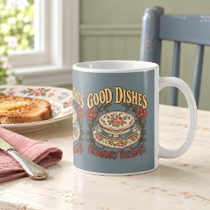 Taza De Café Buenos platos, martes corrientes, loza floral