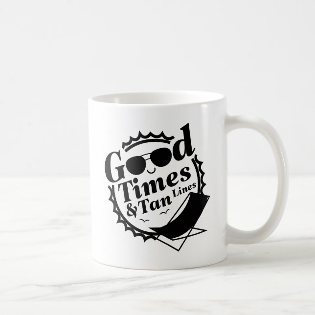 Taza De Café Buenos Tiempos Y Líneas Tan (Derecha)