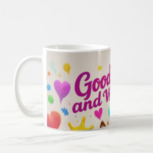 Taza De Café Buenos vibraciones y nueces húmedas Doodles juguet