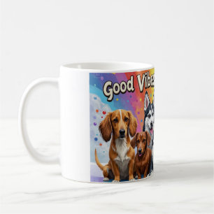 Taza De Café Buenos vibraciones y nueces húmedas Doodles juguet