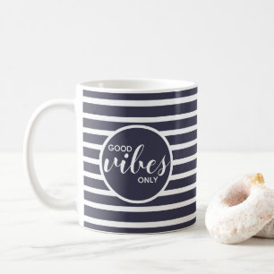 Taza De Café Buenos vídeos sólo tipografía de moda cita azul bl