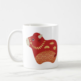 Taza De Café Buey rojo lindo, Año Nuevo chino del buey