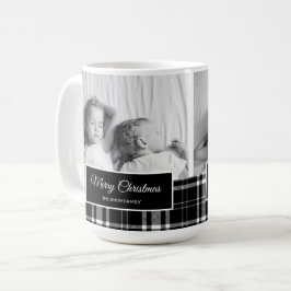 Taza De Café Búfalo blanco negro jugado Feliz Navidad