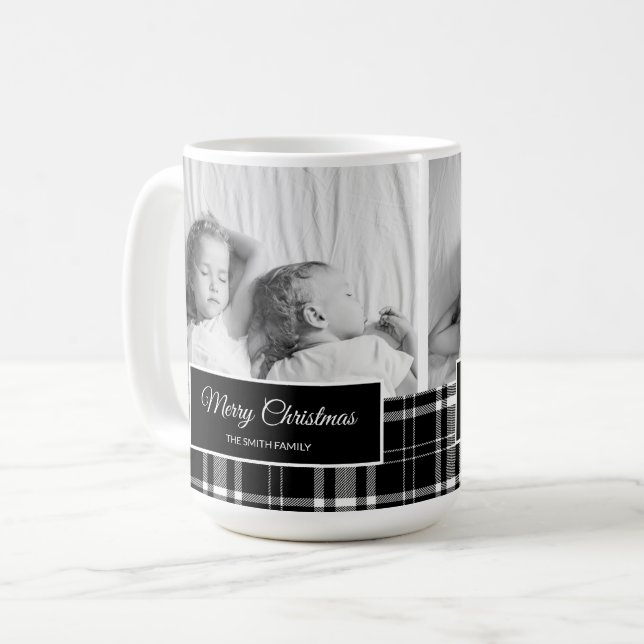 Taza De Café Búfalo blanco negro jugado Feliz Navidad (Anverso izquierdo)