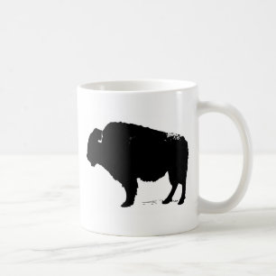 Taza De Café Búfalo de arte pop negro y blanco