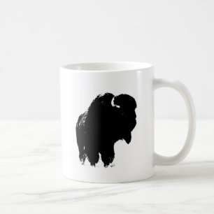 Taza De Café Búfalo de Bison Black & White Pop Art