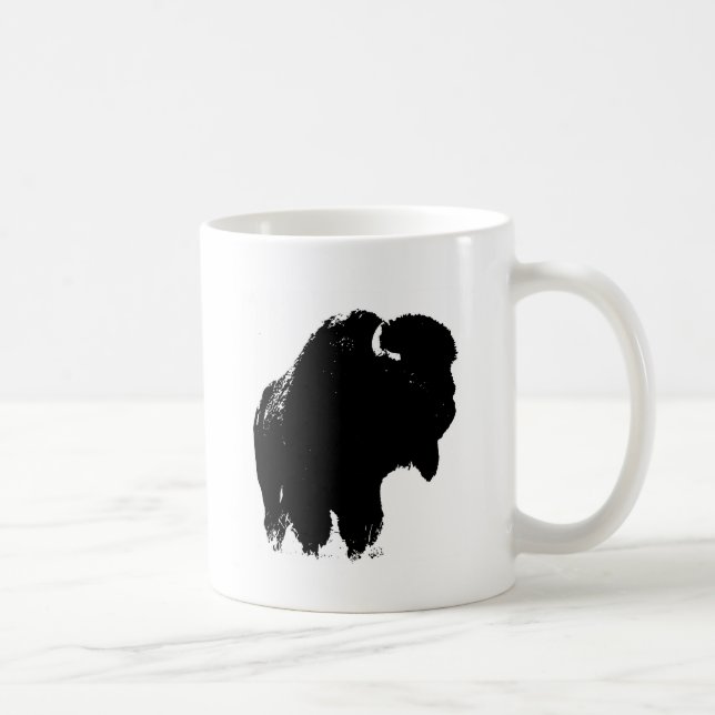 Taza De Café Búfalo de Bison Black & White Pop Art (Derecha)