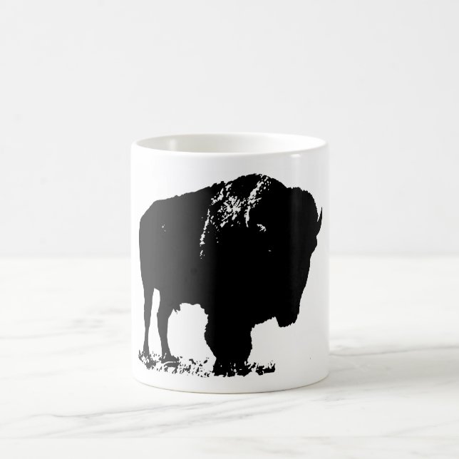 Taza De Café Búfalo de Bison Black & White Pop Art (Centro)