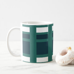 Taza De Café Búfalo de comprobación azul blanco verde azulado