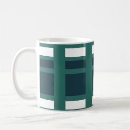 Taza De Café Búfalo de comprobación azul blanco verde azulado