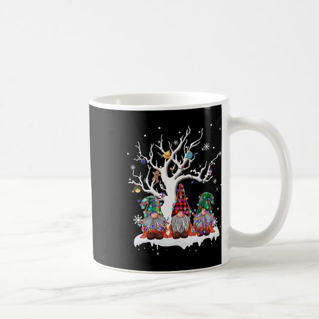 Taza De Café Búfalo de gnomo lindo con luz de árbol de Navidad  (Derecha)