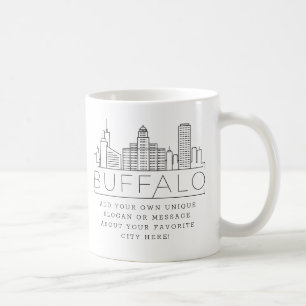 Taza De Café Búfalo, línea estilizada de Nueva York   Lema Pe