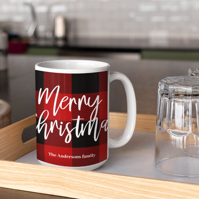 Taza De Café Búfalo Rojo en Navidad |Nombre personal (Subido por el creador)