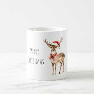 Taza De Café Bufanda de sombrero de Santa de ciervo Navidad