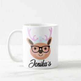 Taza De Café Bufanda Gorra Gafas Divertidas Navideñas Reno Lind