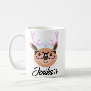 Taza De Café Bufanda Gorra Gafas Divertidas Navideñas Reno Lind
