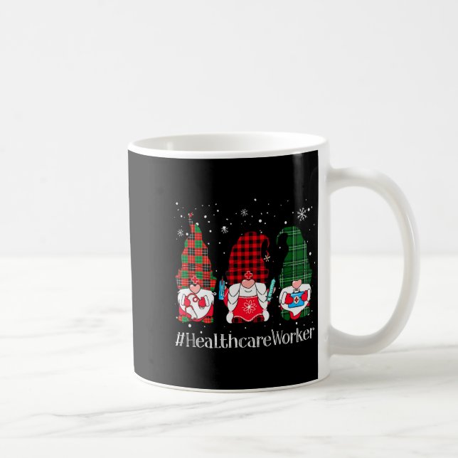 Taza De Café Buffalo Plaid Gnome Healthcare Worker Nurse Christ (Derecha)