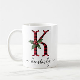 Taza De Café Buffalo Plaid K Monograma Navidades Coffee Mug