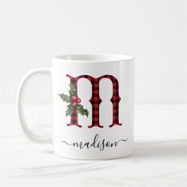Taza De Café Buffalo Plaid M Monograma Navidades Coffee Mug