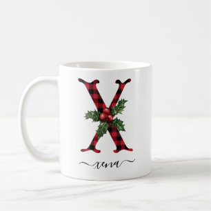 Taza De Café Buffalo Plaid X Monograma Navidades Coffee Mug