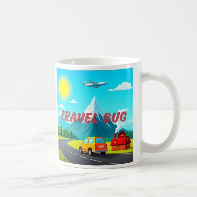 Taza De Café Bug de viaje / Me encanta viajar ! (Derecha)