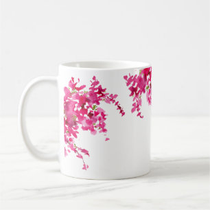 Taza De Café Buganvillas rosadas acuarela floral