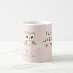 Taza De Café Búho Bailando Tutú Rosa Bailarina