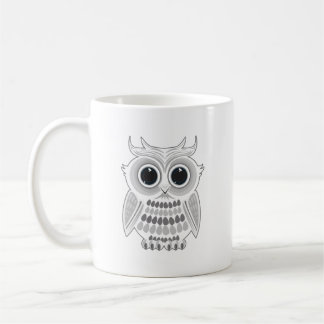 Taza De Café Búho Blanco Adorable Ojos Grandes Arte Acogedor de