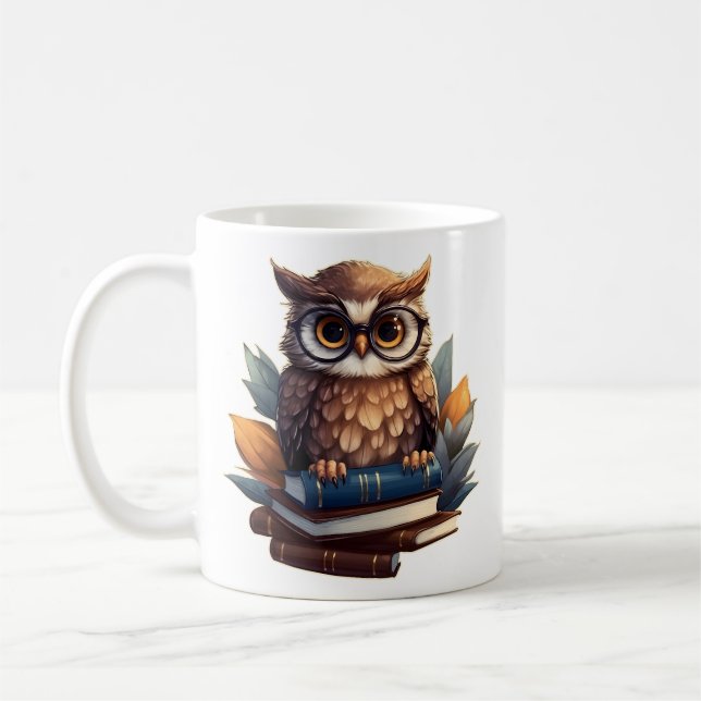 Taza De Café Búho con libros (Izquierda)