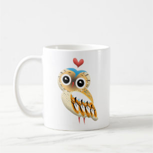 Taza De Café búho de amor de la mugre, ilustracion de búho lind