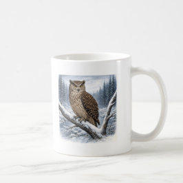 Taza De Café Búho de Blakiston en Bosque Invernal –