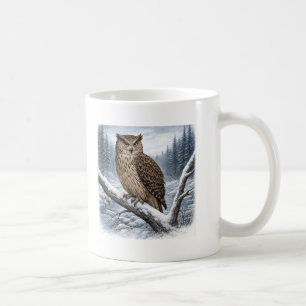 Taza De Café Búho de Blakiston en Bosque Invernal –