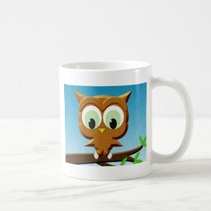 Taza De Café Búho de dibujos animados en papel de periódico