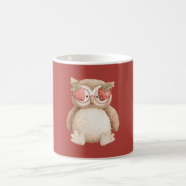 Taza De Café Búho de Gafas de Fresa (Centro)