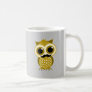 Taza De Café búho divertido del bigote