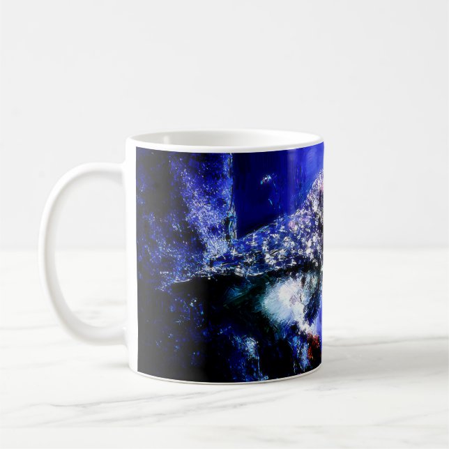 Taza De Café Búho En Mug Azul (Izquierda)