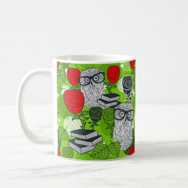 Taza De Café Búho en rosas rojas (Izquierda)