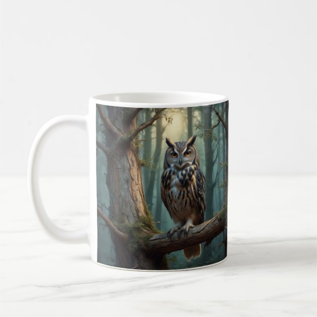 Taza De Café Búho en un bosque mágico (Izquierda)