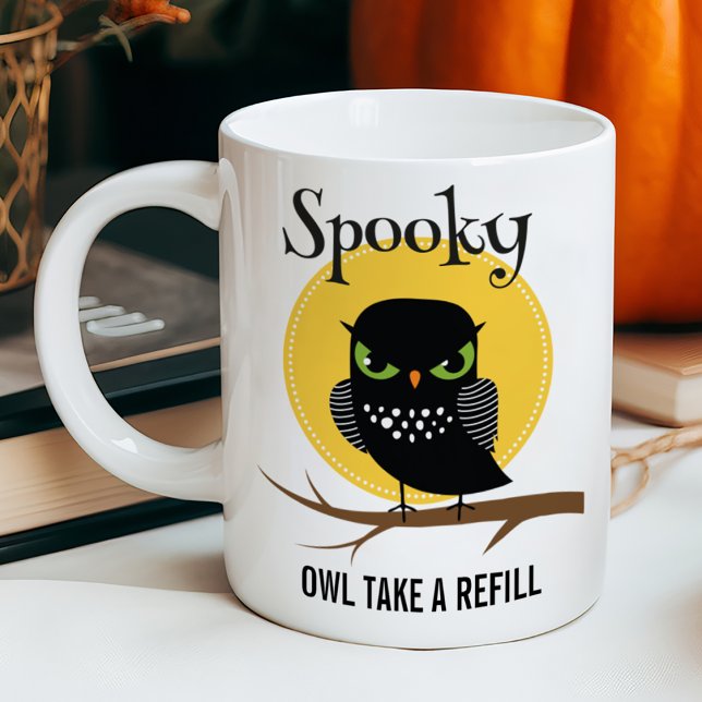 Taza De Café Búho Espeluznante Halloween Personalizable (Subido por el creador)