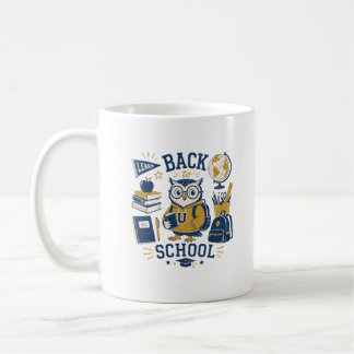 Taza De Café Búho Estético Vintage Regreso a la Escuela