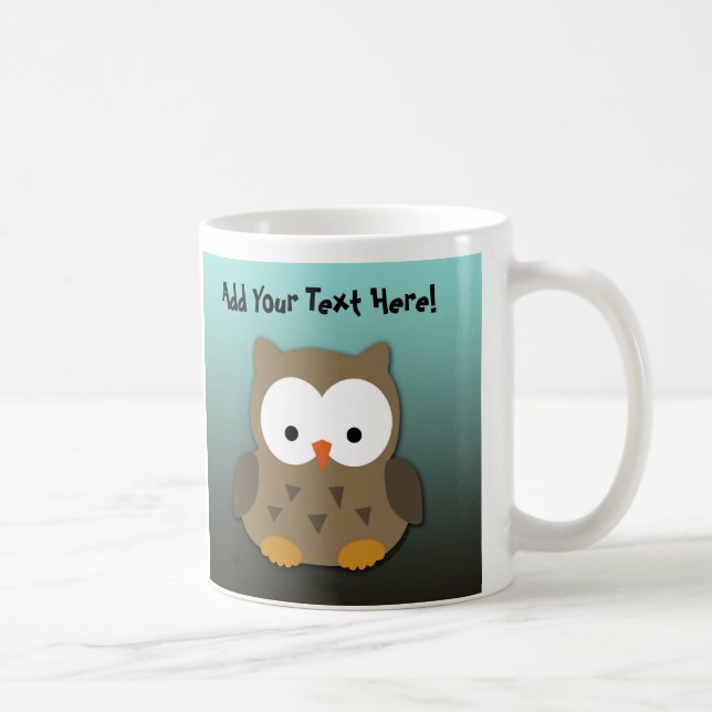 Taza De Café Búho lindo del bebé personalizado (Derecha)