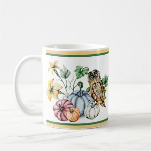 Taza De Café Búho lindo y calabazas de otoño