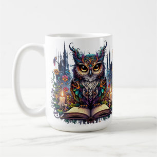 Taza De Café Búho Mágico Bibliotecario