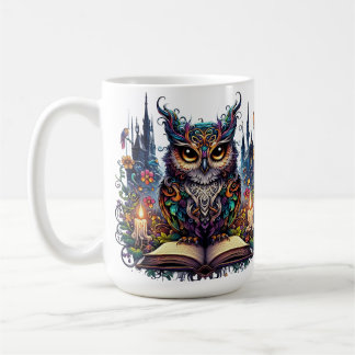 Taza De Café Búho Mágico Bibliotecario